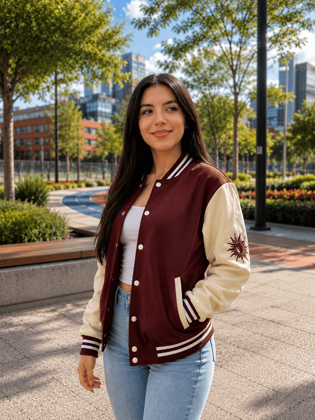 Chaqueta de prom Beisbolera Algodón Perchado · Glauren